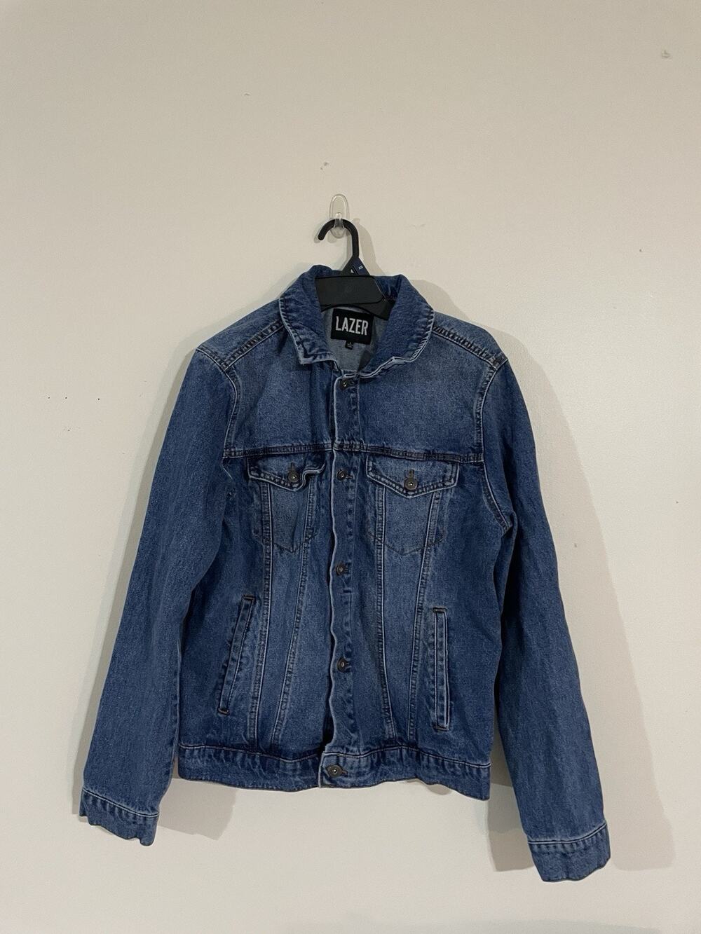 Lazer Jean Jacket Denim Women's Large Blue Washed Faded New With Tags